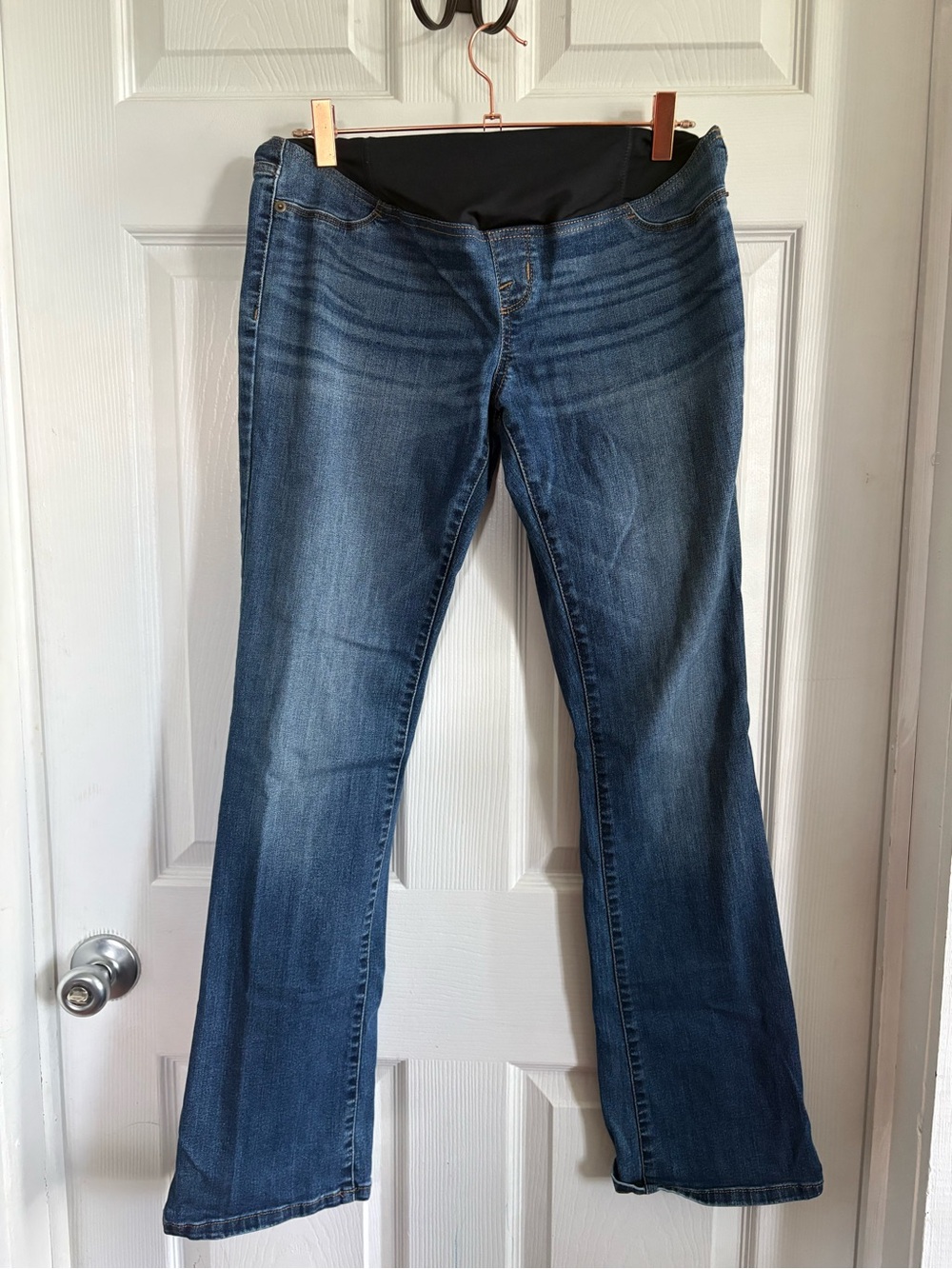 Isabel Maternity by Ingrid & Isabel Dark Blue Flare Jeans with Black Overband